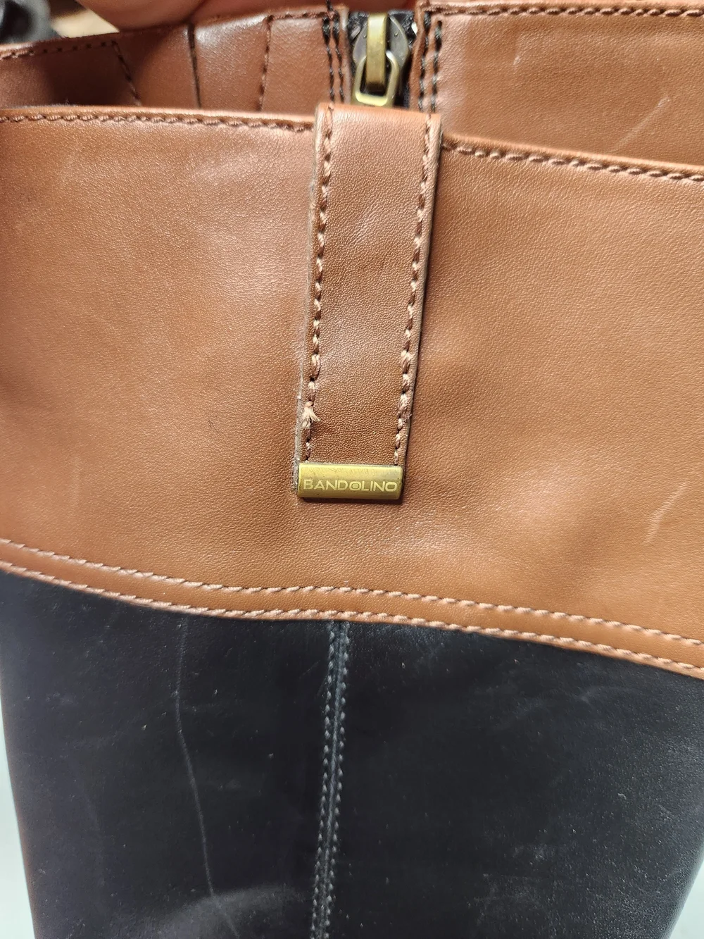Bandolino Size 9 Black Brown Knee Leather Riding Boots